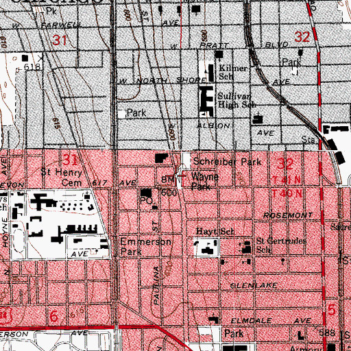 Topographic Map of Wayne Park, IL