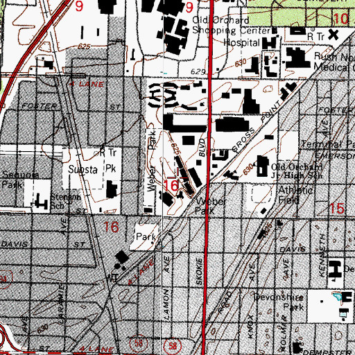 Topographic Map of Weber Park, IL