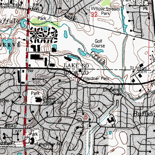 Topographic Map of Weidner Park, IL