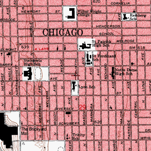 Topographic Map of Wellington Park United Methodist Church, IL