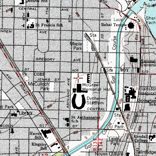 Topographic Map of Wells Field, IL