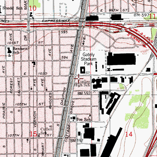 Topographic Map of Wendell Smith Elementary School, IL