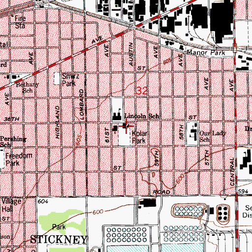 Topographic Map of Wesley United Methodist Church, IL