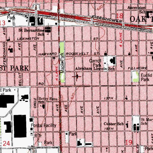 Topographic Map of West Central Seventh Day Adventist Church, IL