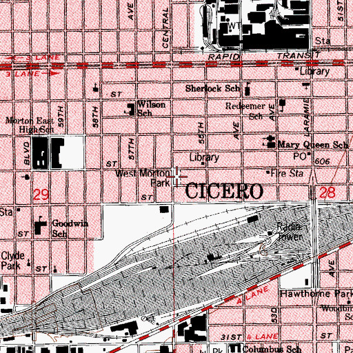 Topographic Map of West Morton Park, IL