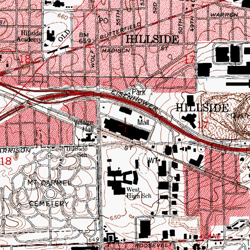 Topographic Map of West Point Mall Shopping Center, IL
