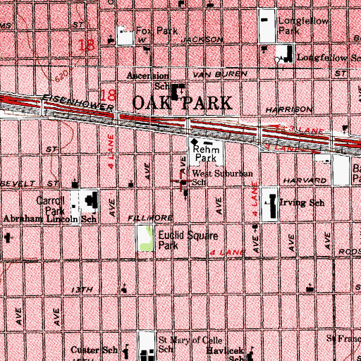 Topographic Map of West Suburban School, IL
