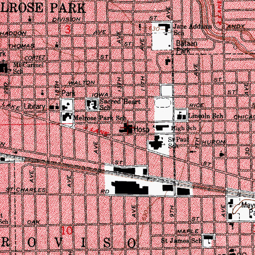 Topographic Map of Westlake Hospital, IL