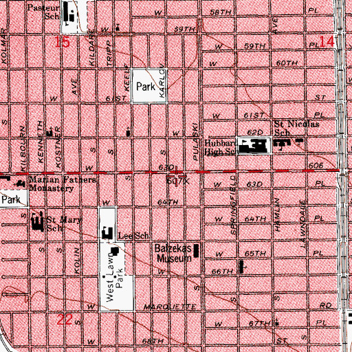 Topographic Map of Westmont School of Beauty Culture, IL