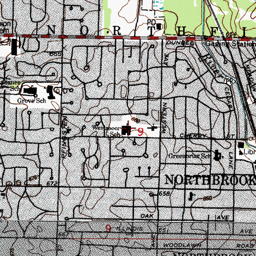 Topographic Map of Westmoor School, IL