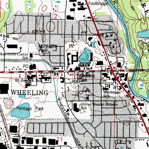 Topographic Map of Wheeling Cemetery, IL