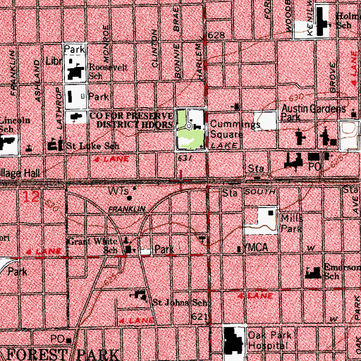 Topographic Map of Wilfred Academy of Hair and Beauty Culture, IL