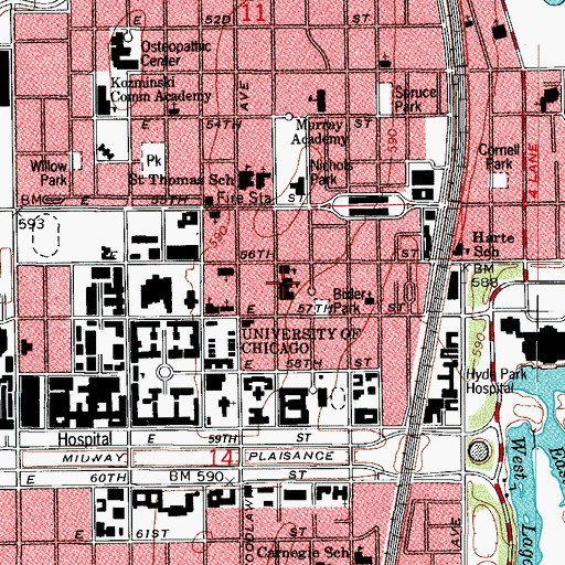 Topographic Map of William H Ray Public School, IL