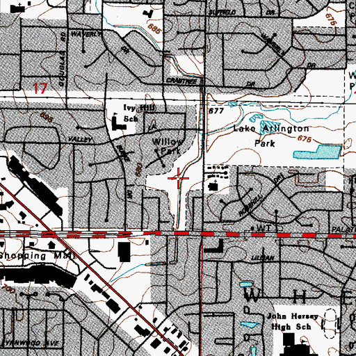 Topographic Map of Willow Park, IL