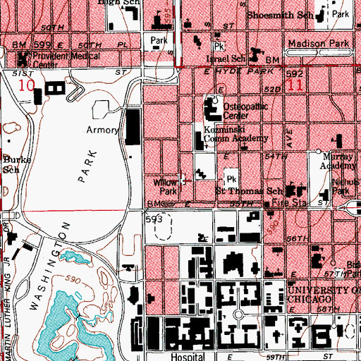Topographic Map of Willow Park, IL