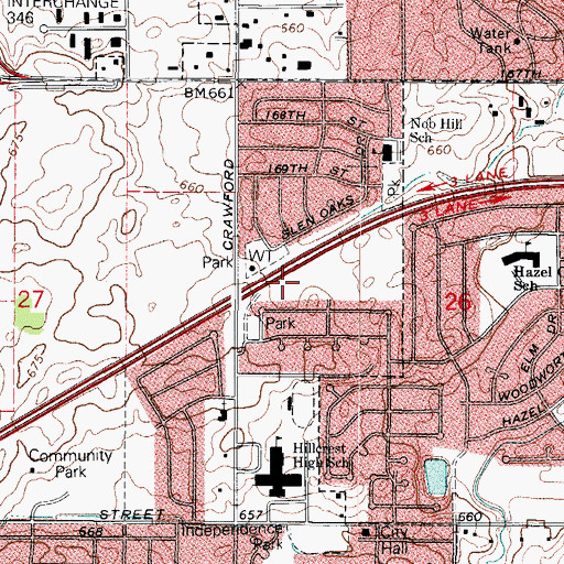 Topographic Map of Willow Wood Park, IL