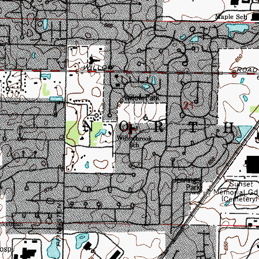 Topographic Map of Willowbrook School, IL
