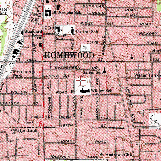 Topographic Map of Willowview Park, IL