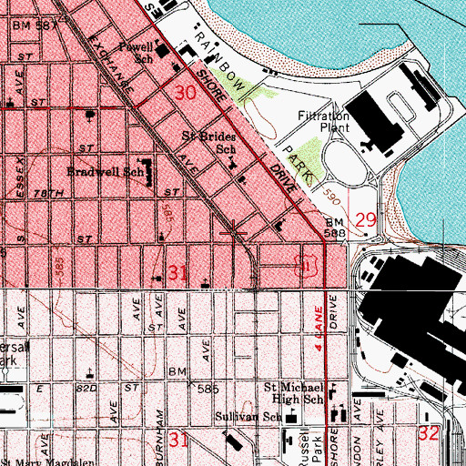 Topographic Map of Windsor Park, IL