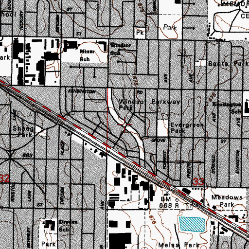 Topographic Map of Windsor Parkway Park, IL