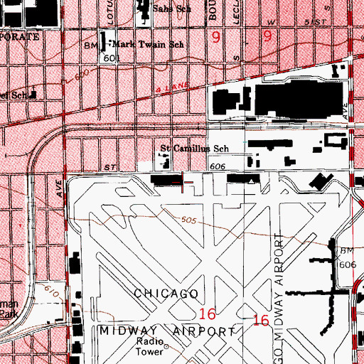 Topographic Map of Wing It School, IL