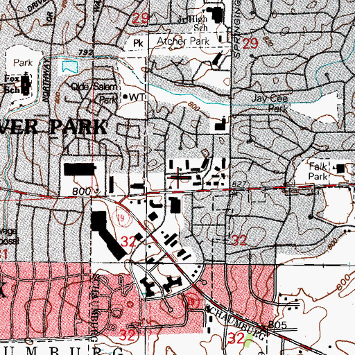 Topographic Map of Wiseway Plaza Shopping Center, IL