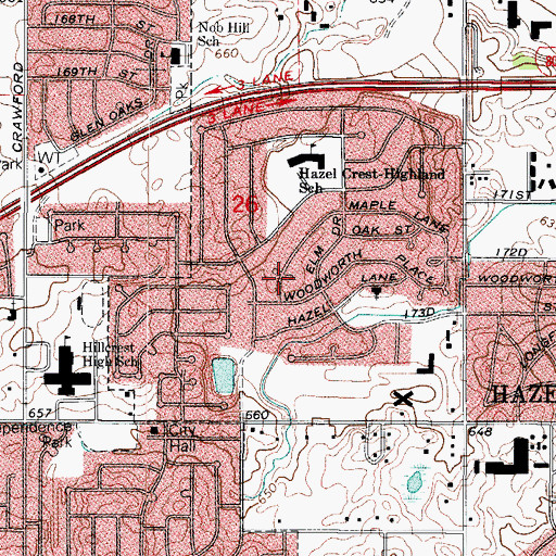 Topographic Map of Wolf Park, IL