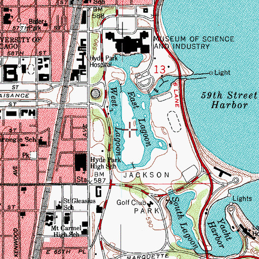 Topographic Map of Wooded Island, IL