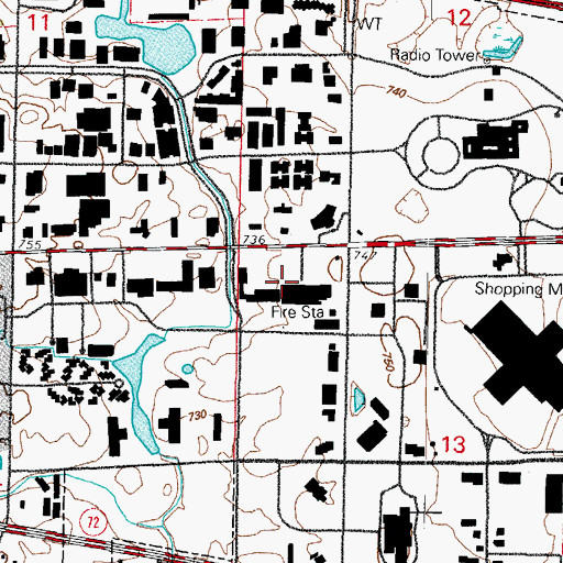 Topographic Map of Woodfield Commons East Shopping Center, IL