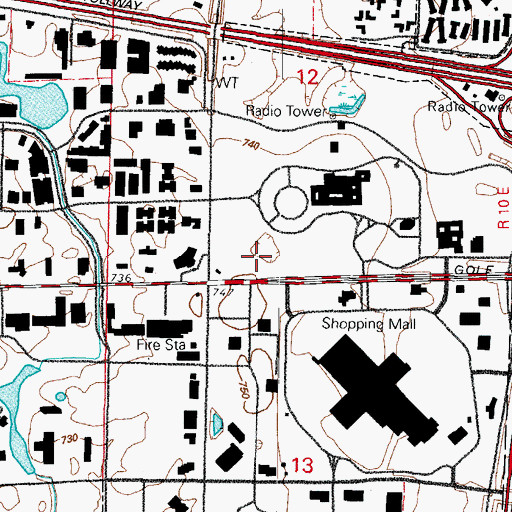 Topographic Map of Woodfield Green Shopping Center, IL