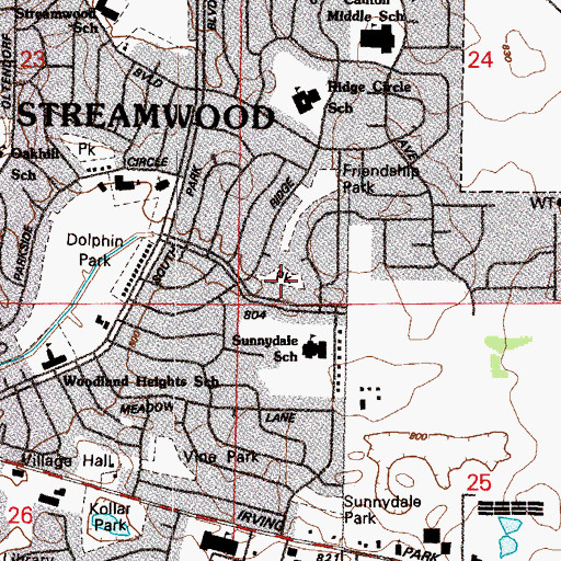 Topographic Map of Woodland Heights Park, IL