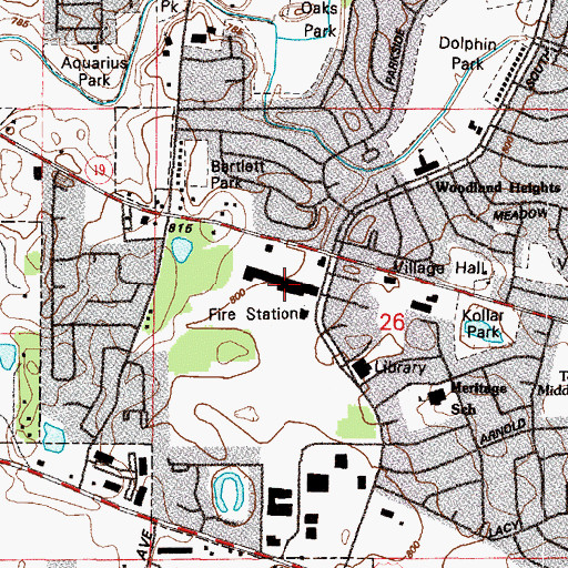 Topographic Map of Woodland Hills Shopping Center, IL