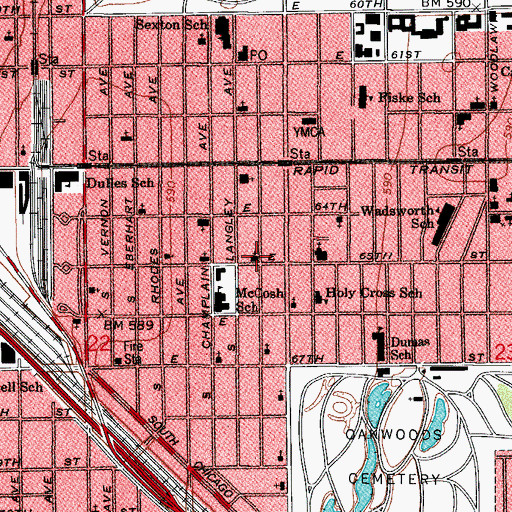 Topographic Map of Woodlawn African Methodist Episcopal Church, IL