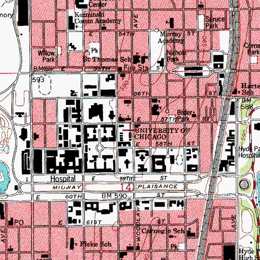 Topographic Map of Woodlawn Hall, IL