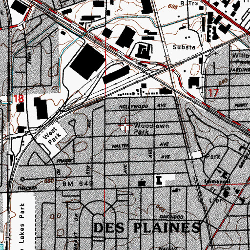 Topographic Map of Woodlawn Park, IL