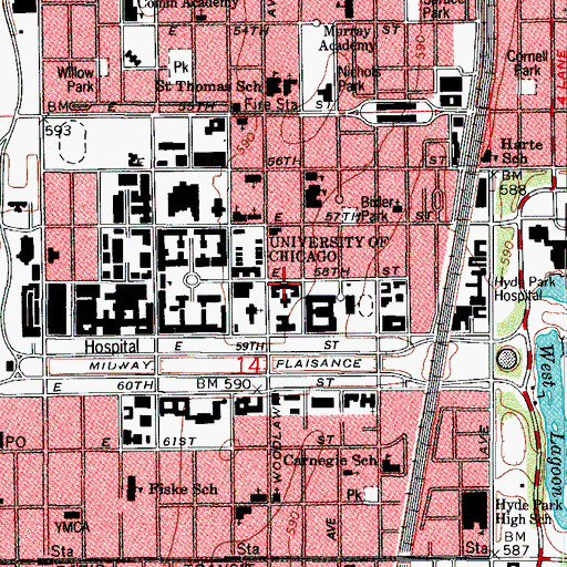 Topographic Map of Woodward Court, IL