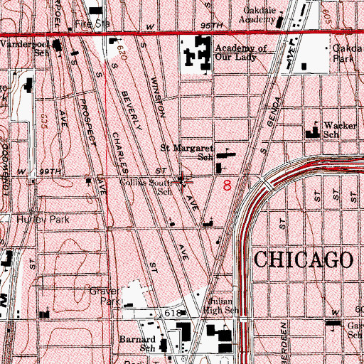 Topographic Map of Zion Lutheran Church, IL