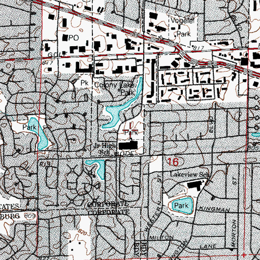 Topographic Map of Zocher Park, IL