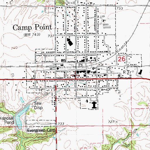 Topographic Map of Camp Point United Methodist Church, IL