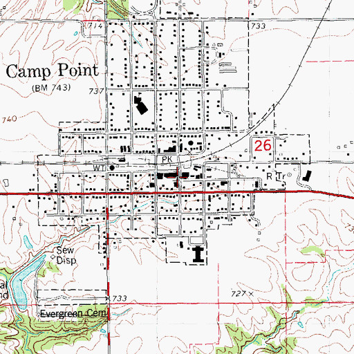 Topographic Map of First Christian Church, IL