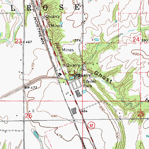 Topographic Map of Menke Quarry, IL