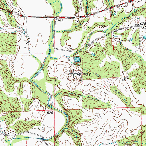 Topographic Map of Mill Creek Quarry, IL