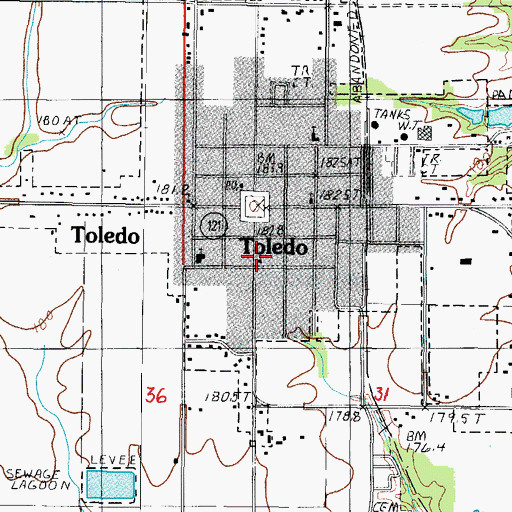 Topographic Map of First Baptist Church, IL
