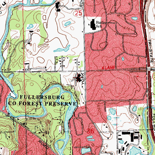 Topographic Map of Christ Church of Oak Brook, IL