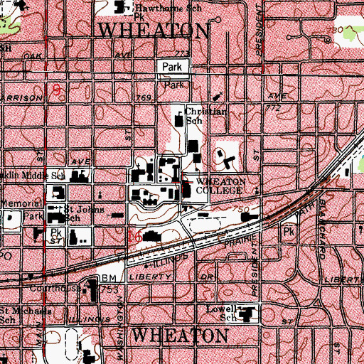 Topographic Map of Coray Alumni Gymnasium, IL