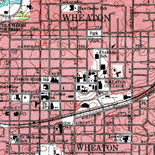 Topographic Map of Edman Memorial Chapel, IL