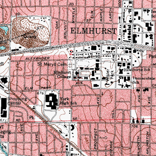 Topographic Map of Dinkmeyer Hall, IL