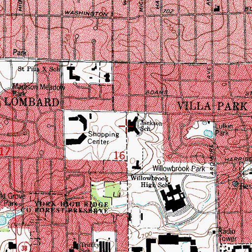 Topographic Map of Eastgate Shopping Center, IL