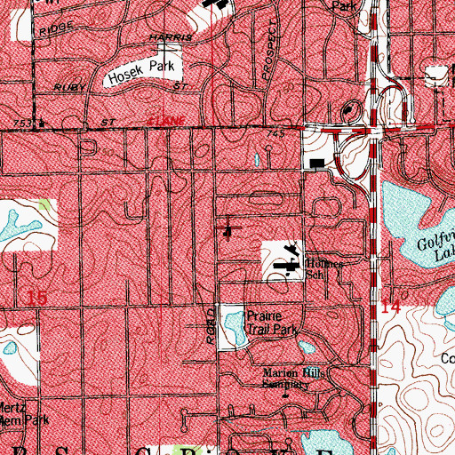 Topographic Map of First Baptist Church, IL