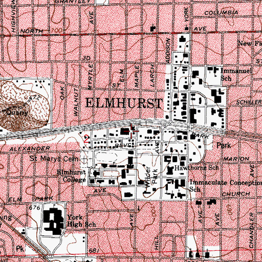Topographic Map of Founders Common, IL